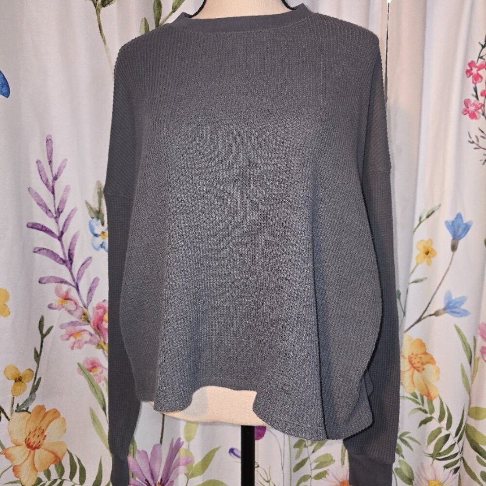 Abercrombie & Fitch Women's Cropped Grey Waffle Sweatshirt Size XXS